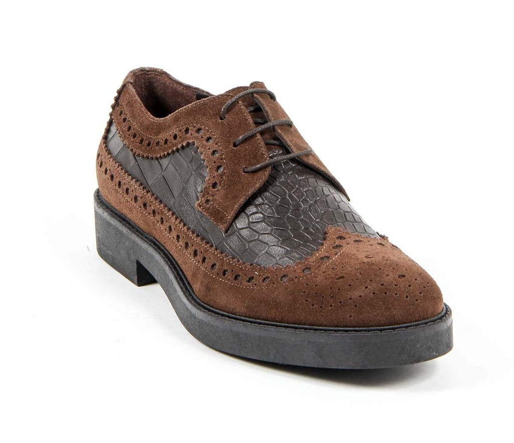 V 1969 Italia Scarpa Brogue Donna B1670 VELOUR COCCO T. MORO