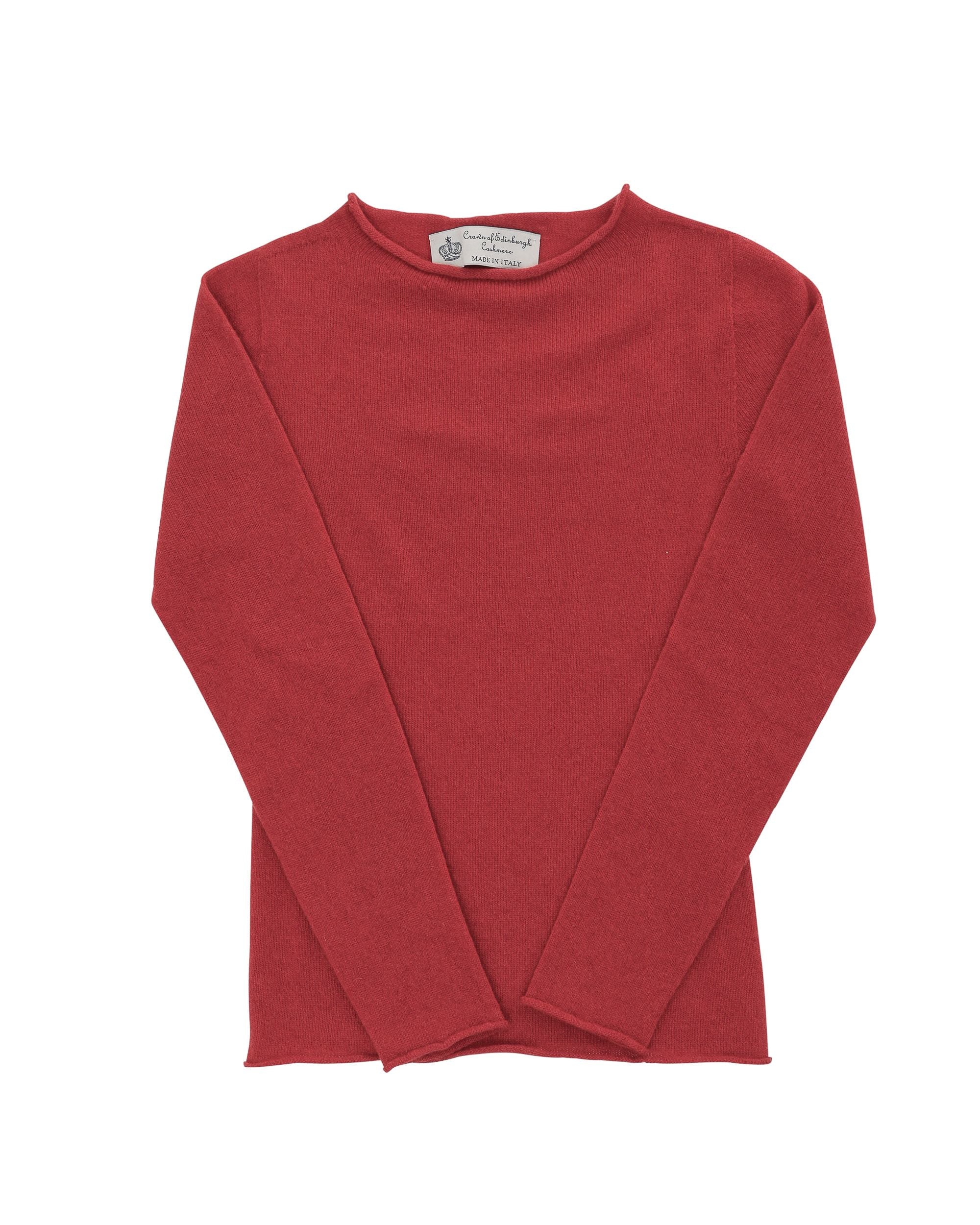 Maglione da donna con scollo a barca in cashmere Crown of Edinburgh COE 007 ROSSO