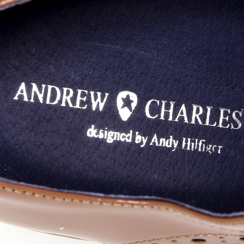 Andrew Charles Mens Brogue Oxford Shoe 914 ABRASIVATO CAMOSCIO COGNAC