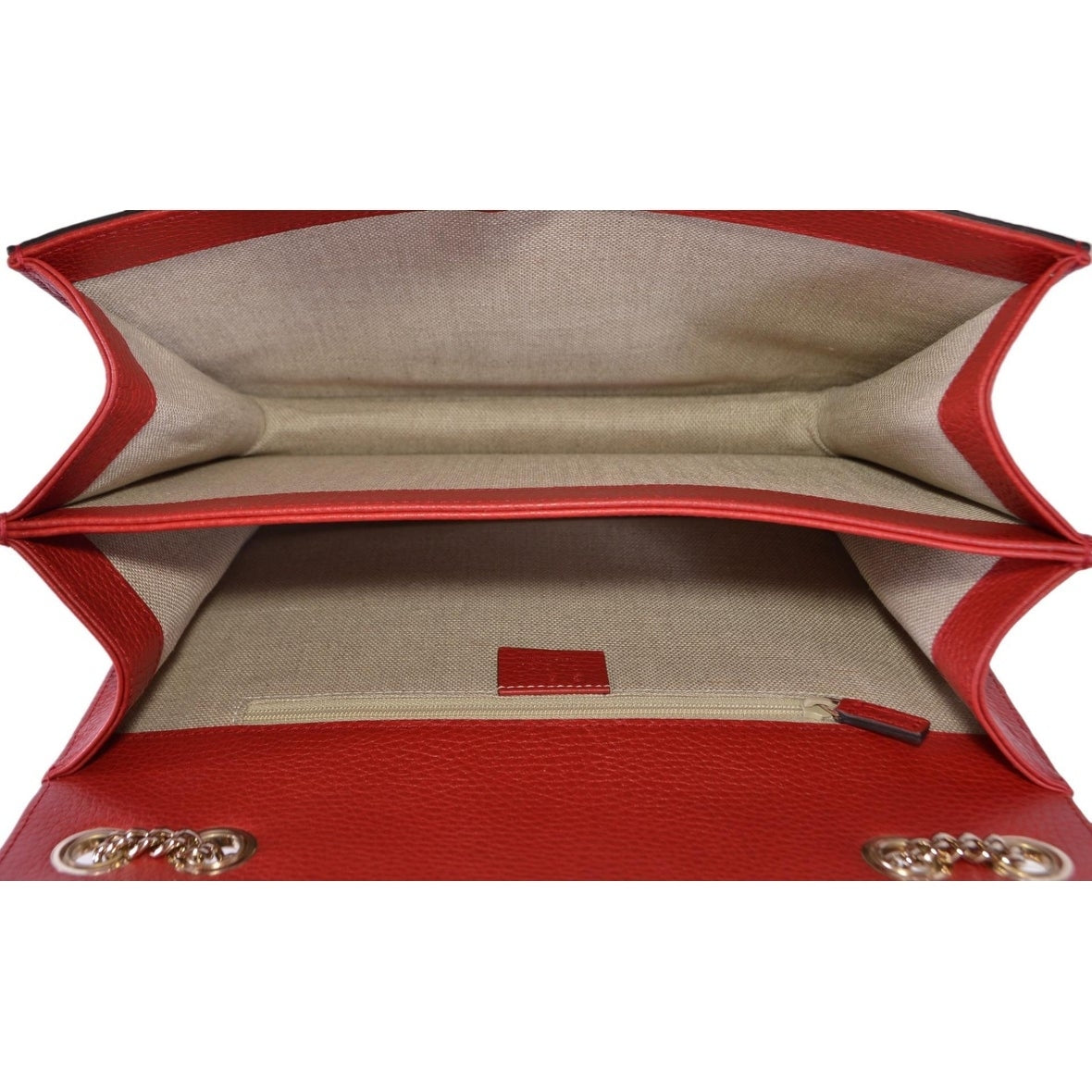 Borsa Gucci Interlocking in pelle con catena rossa