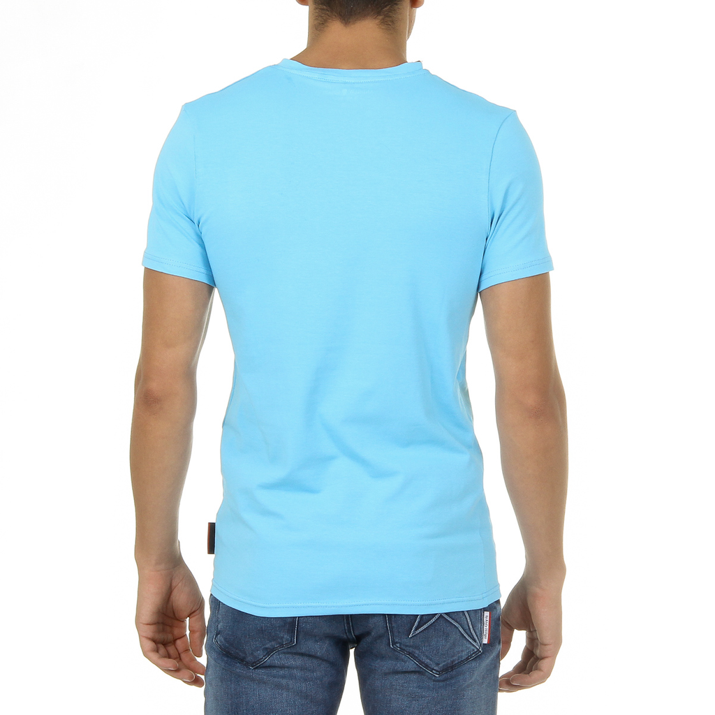 Andrew Charles T-shirt da uomo a maniche corte con scollo a V, colore azzurro KENAN