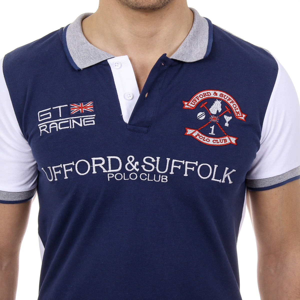 Polo da uomo a maniche corte Ufford & Suffolk Polo Club US001 INDIGO