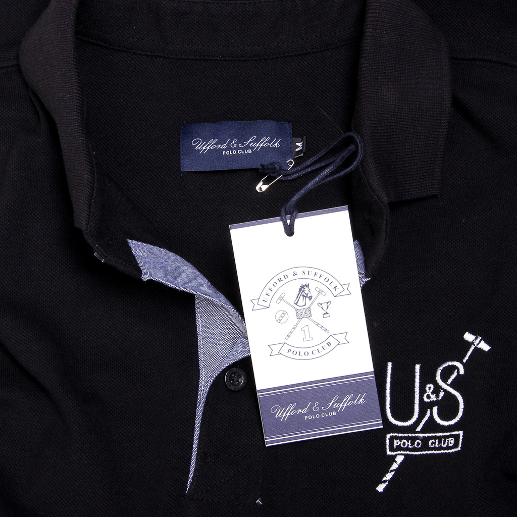 Polo da uomo a maniche corte Ufford & Suffolk Polo Club US026 NERO