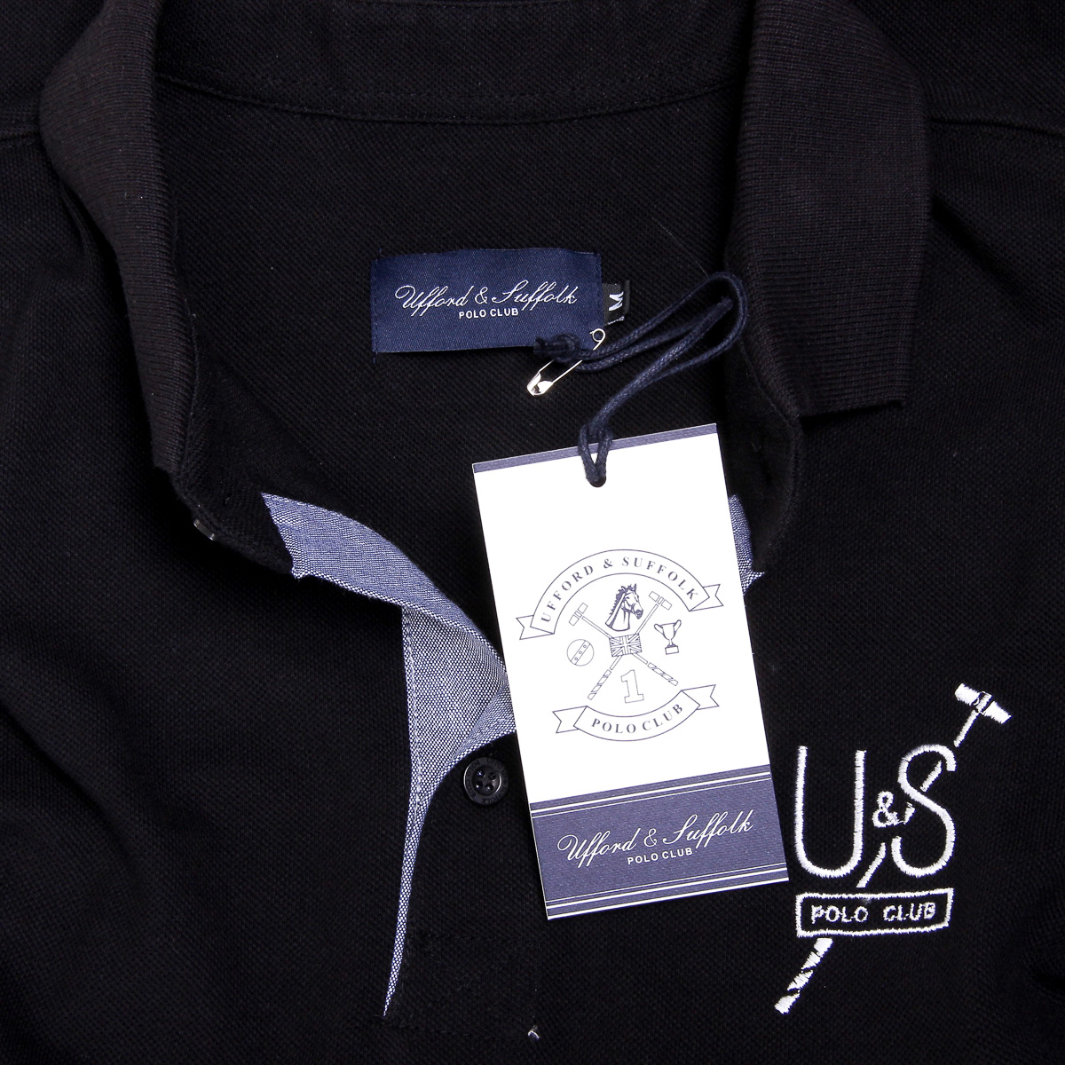 Polo da uomo a maniche corte Ufford & Suffolk Polo Club US026 NERO