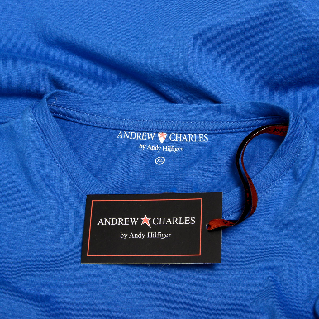 Andrew Charles T-shirt da uomo a maniche corte con scollo rotondo blu KEITA