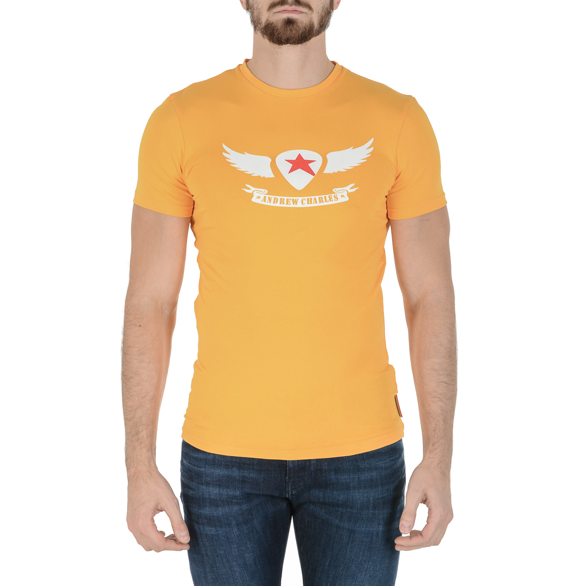 Andrew Charles T-shirt da uomo a maniche corte con scollo rotondo gialla KEITA