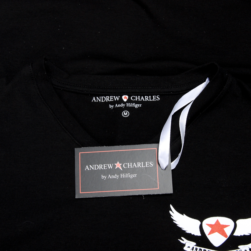 Andrew Charles Maglietta da uomo a maniche corte con scollo a V, nera KENAN