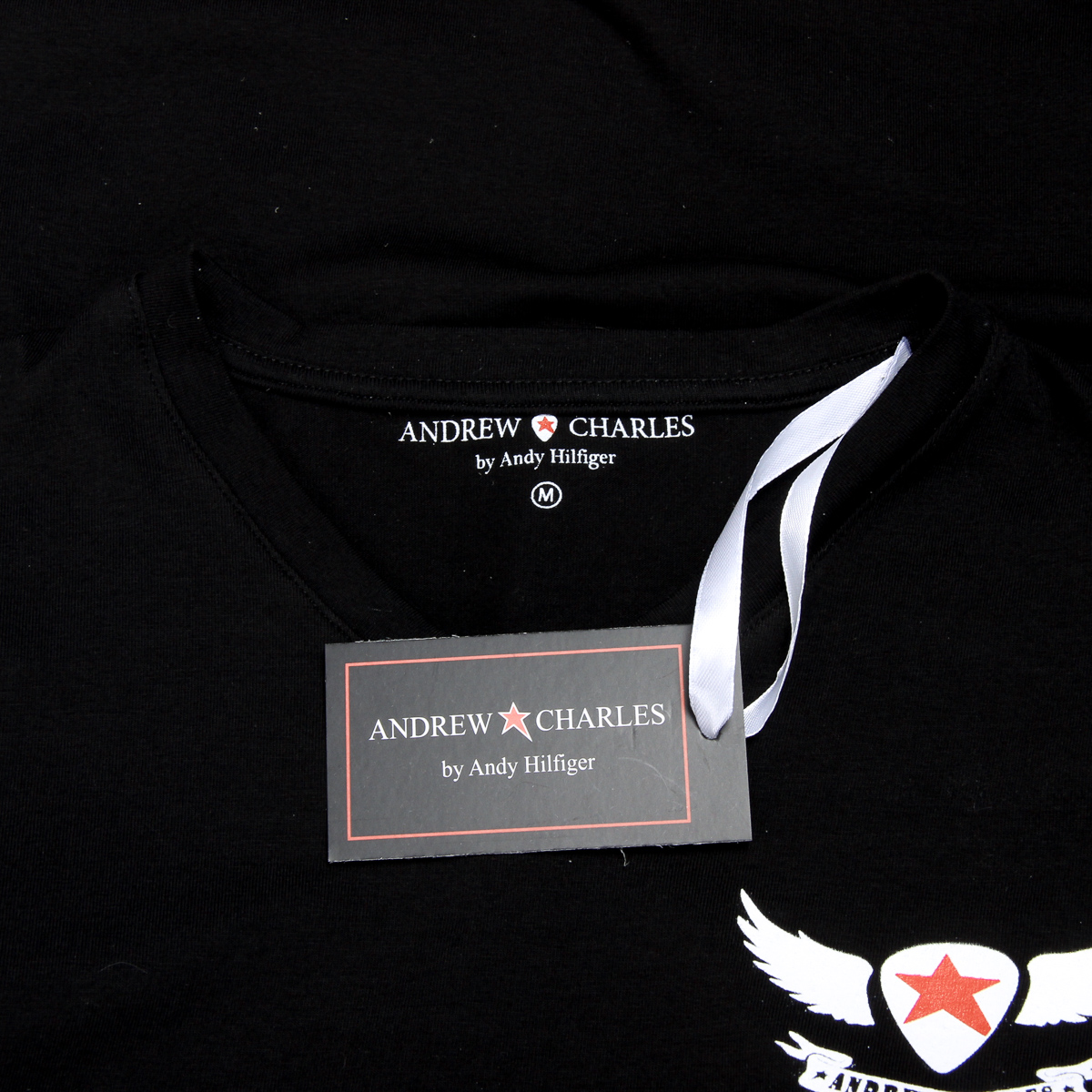 Andrew Charles Maglietta da uomo a maniche corte con scollo a V, nera KENAN
