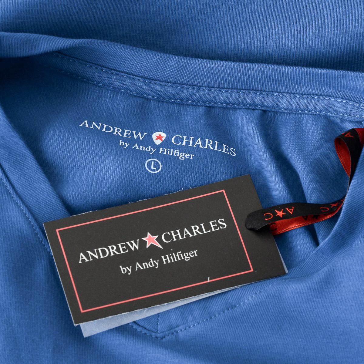 Andrew Charles Maglietta da uomo a maniche corte con scollo a V blu KENAN