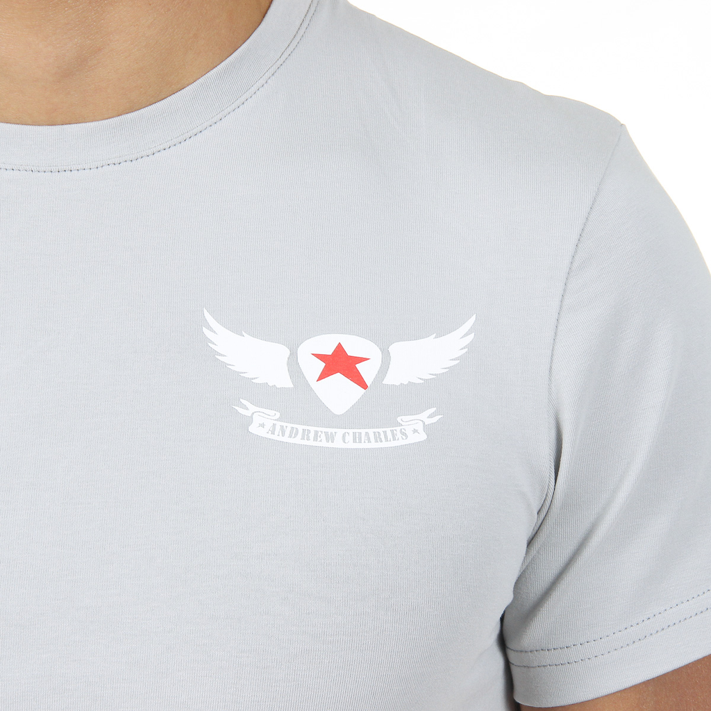 Andrew Charles T-shirt da uomo a maniche corte con scollo rotondo grigio chiaro KEITA