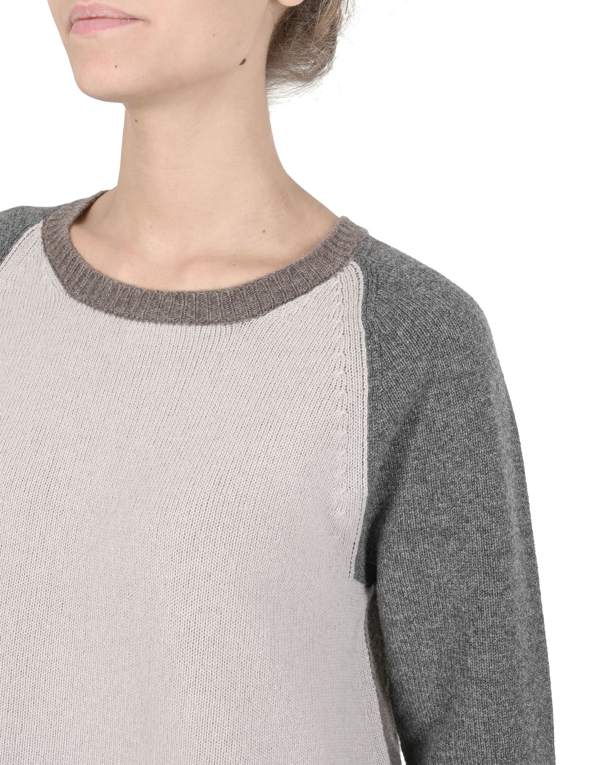 Maglione girocollo da donna in cashmere Crown of Edinburgh COE 0016 GRIGIO/BEIGE