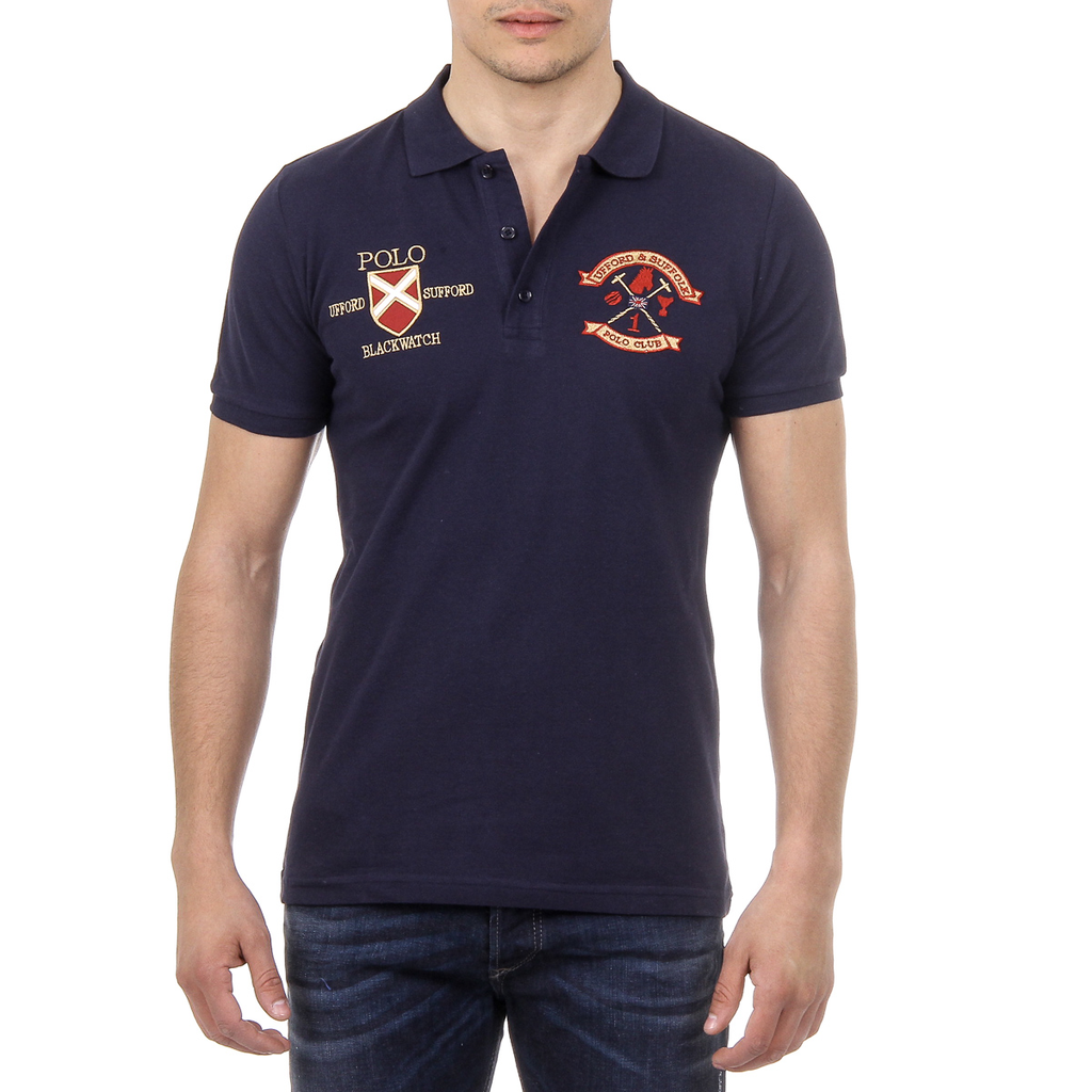 Polo da uomo a maniche corte Ufford & Suffolk Polo Club US007 BLU NAVY