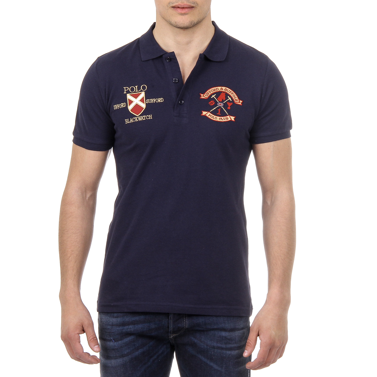Polo da uomo a maniche corte Ufford & Suffolk Polo Club US007 BLU NAVY