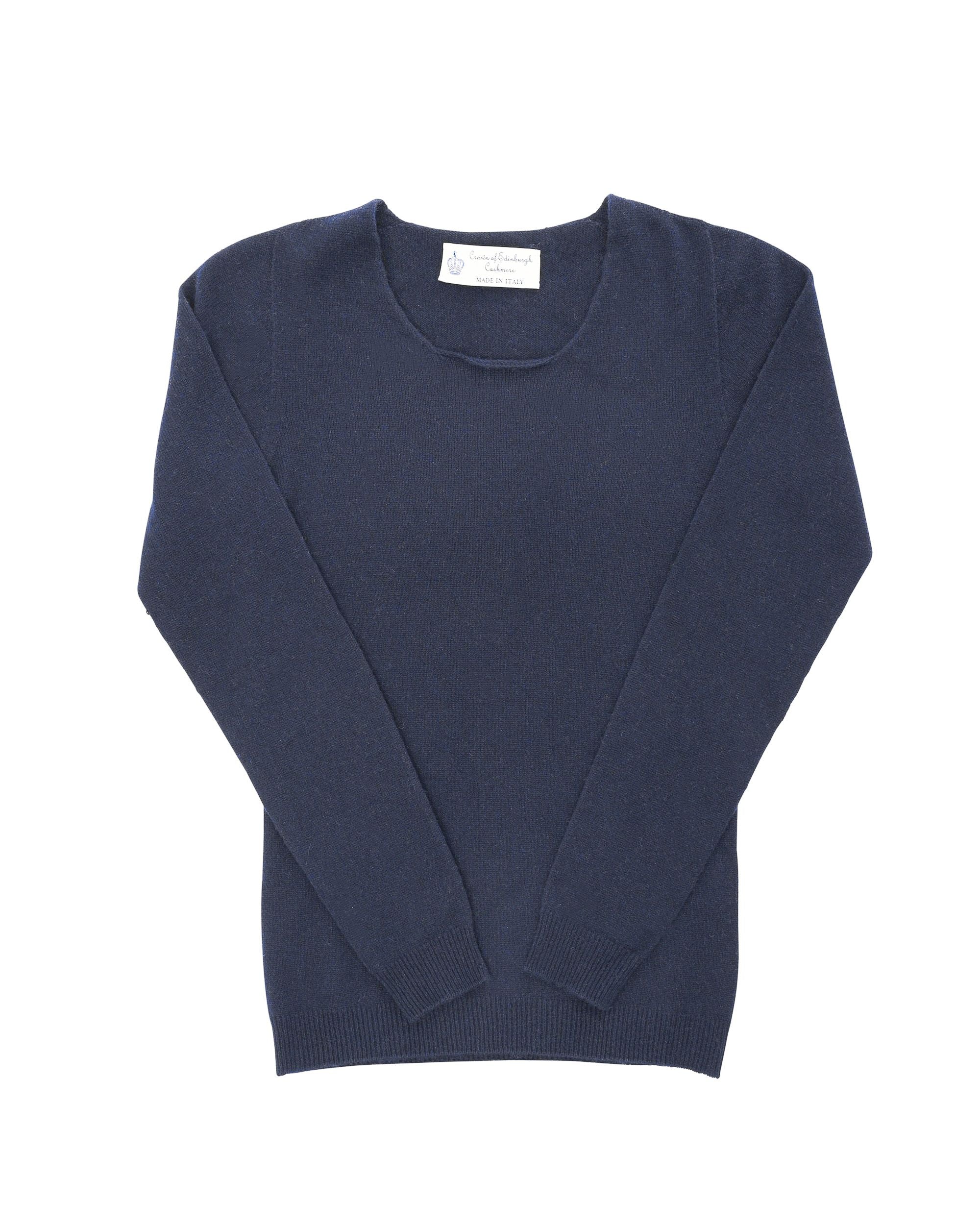 Maglione da donna in cashmere con scollo quadrato Crown of Edinburgh COE 0024 NAVY