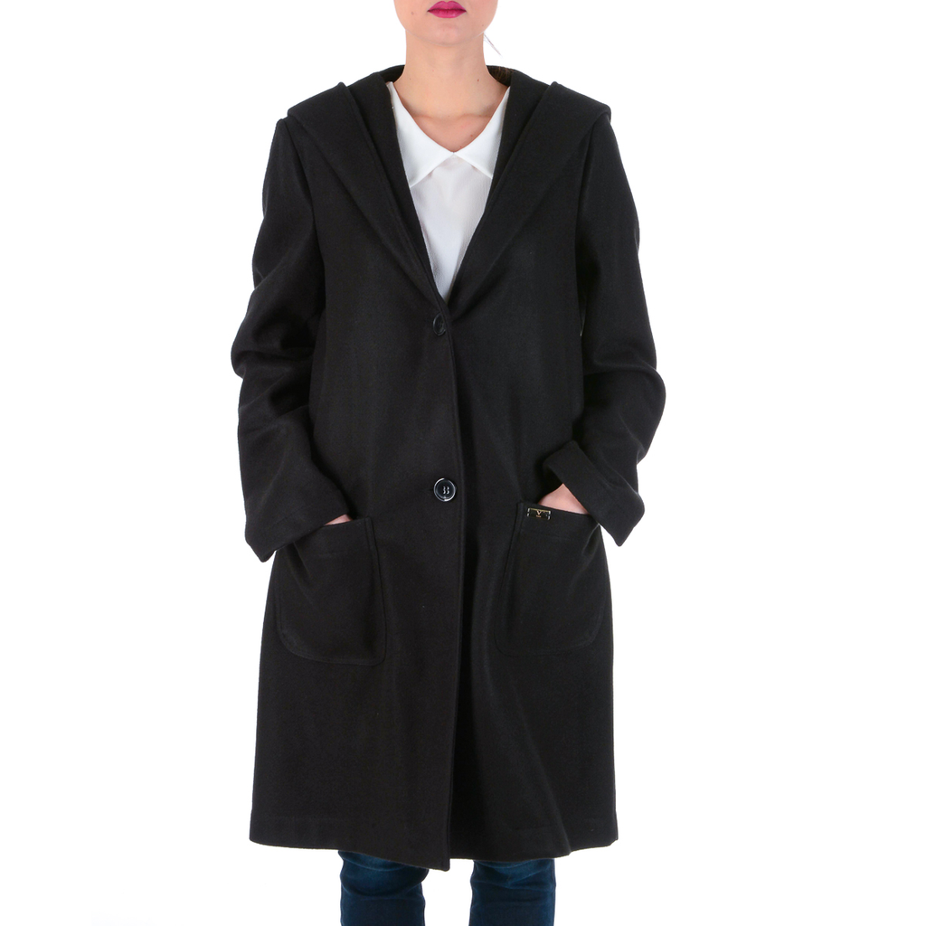 V 1969 Italia Cappotto da donna maniche lunghe nero STOCCOLMA