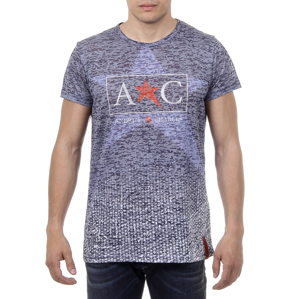 Andrew Charles T-shirt da uomo a maniche corte con scollo rotondo blu LEVI