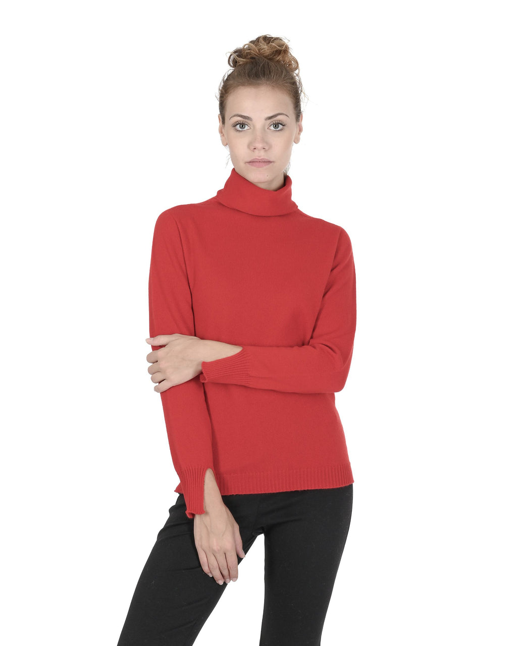 Maglione dolcevita da donna in cashmere Crown of Edinburgh COE 0023 ROSSO