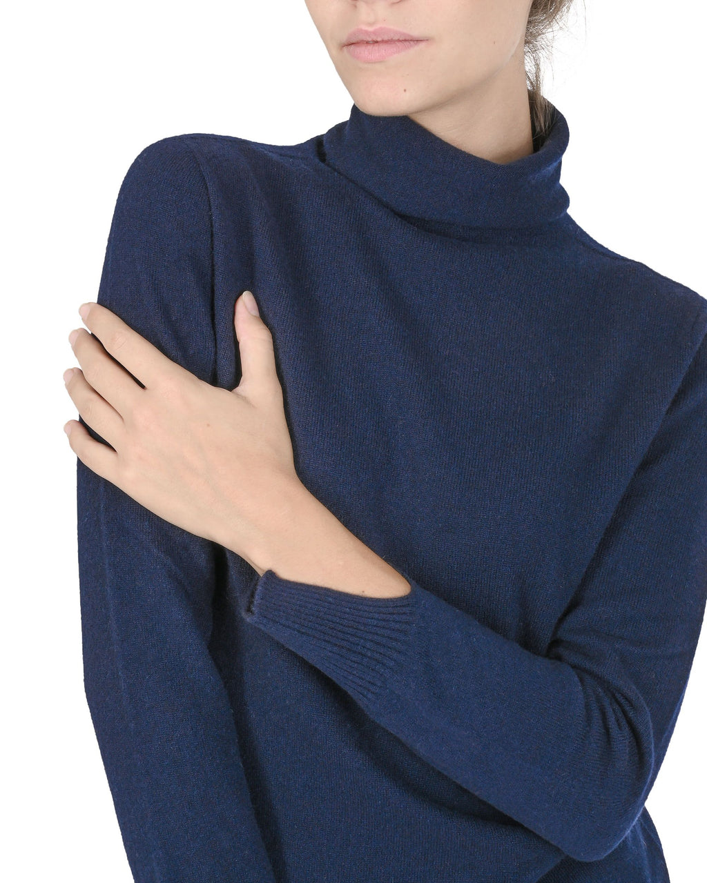 Maglione dolcevita da donna in cashmere Crown of Edinburgh COE 0023 BLU NAVY
