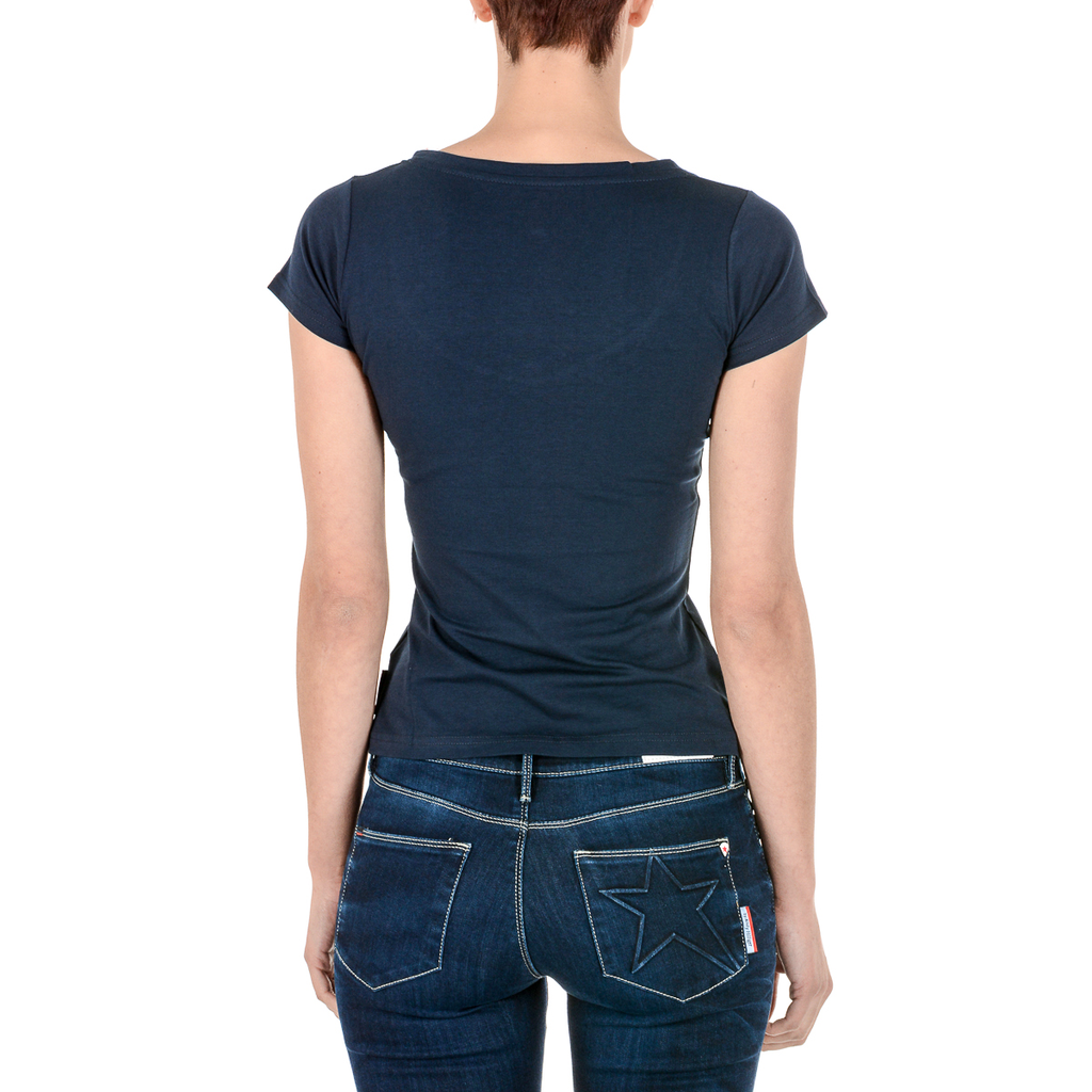 Andrew Charles T-shirt da donna a maniche corte con scollo a V blu TAPIWA