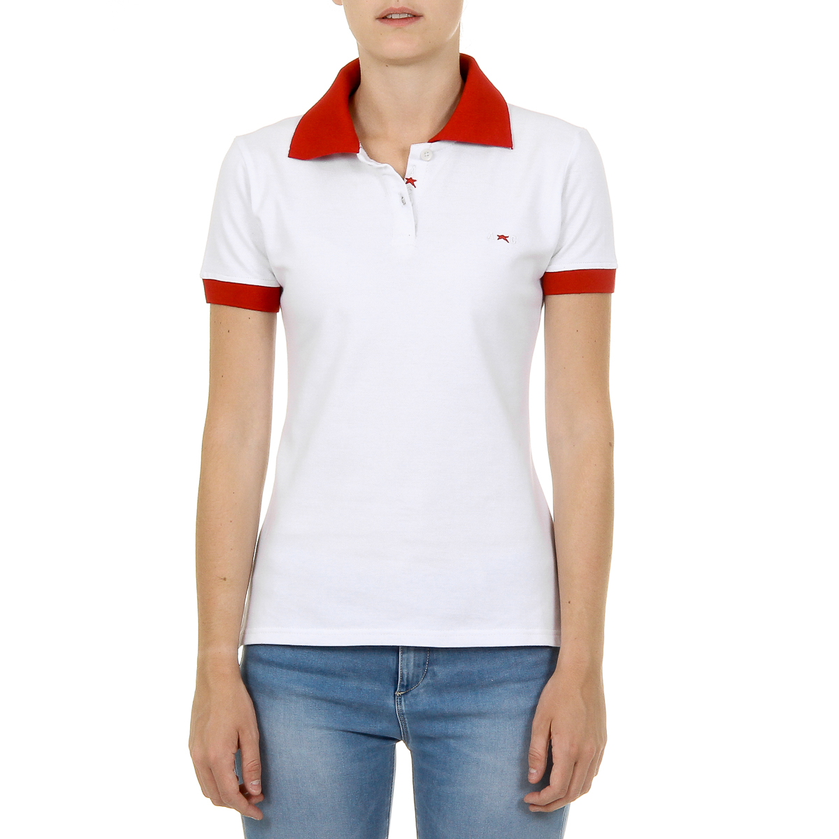 Andrew Charles Polo da donna a maniche corte bianca NIA