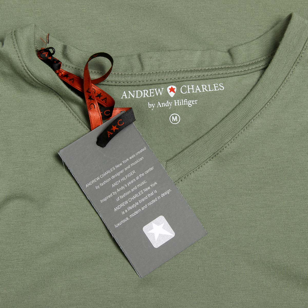 Andrew Charles Maglietta da uomo a maniche corte con scollo a V, verde KENAN
