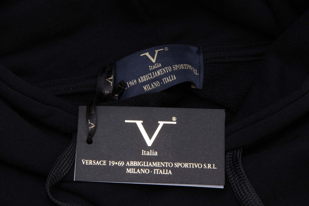 Felpa con cappuccio da uomo V 1969 Italia ART. 4467 NERO