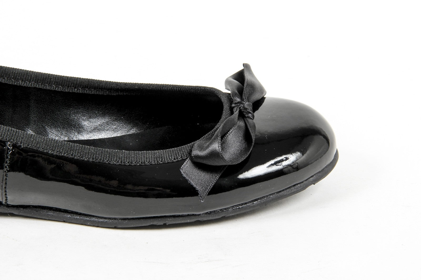 V 1969 Italia Ballerina da donna E08 VERNICE NERO NASTRO