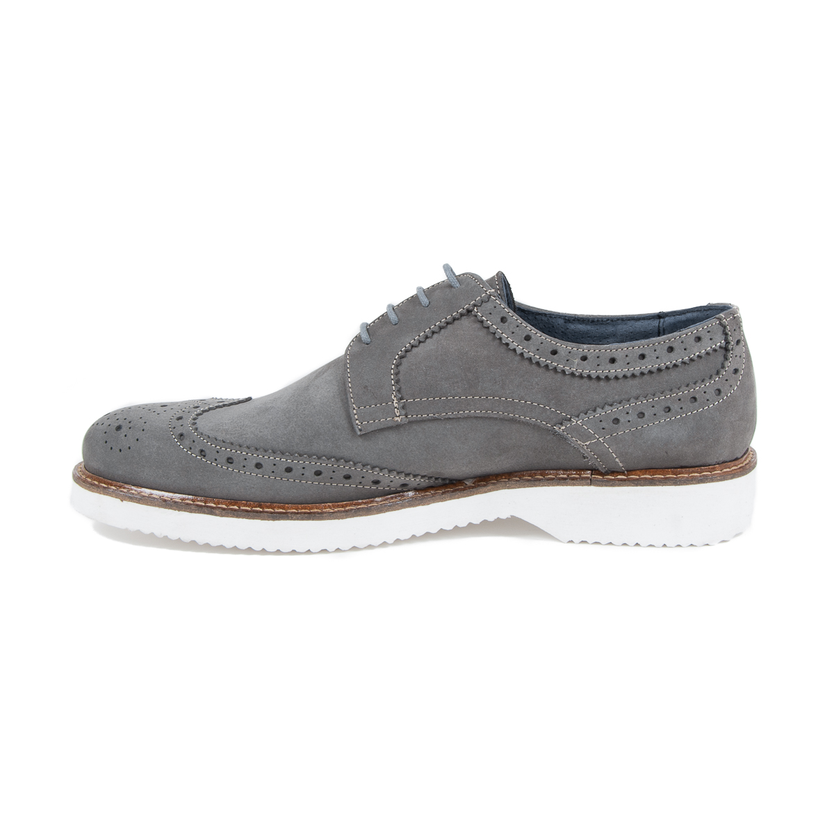 Scarpe brogue da uomo V 1969 Italia Grigio scuro HARRY 5141 NABUK VAR 8