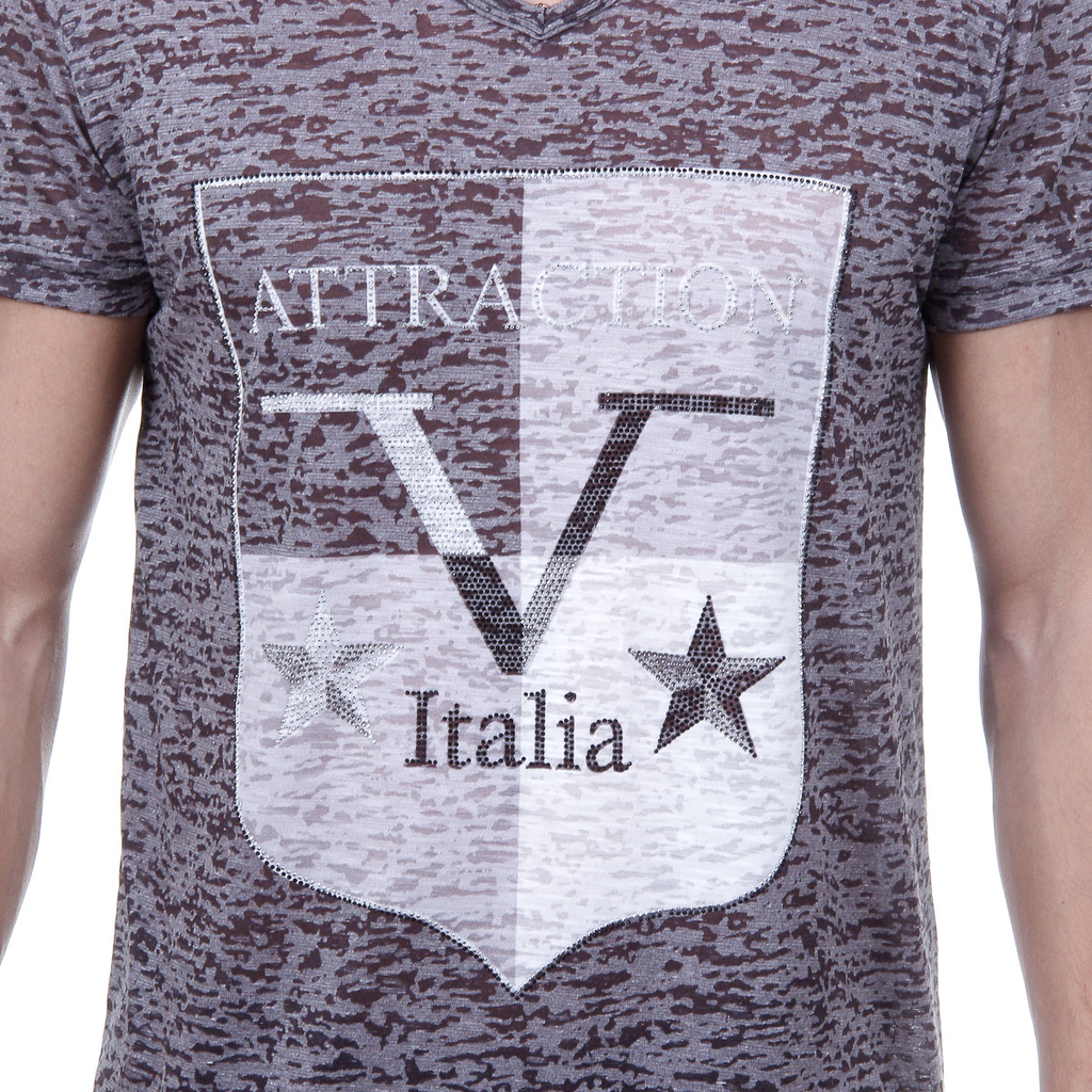 V 1969 Italia T-shirt da uomo a maniche corte con scollo a V, nera ALEXANDER