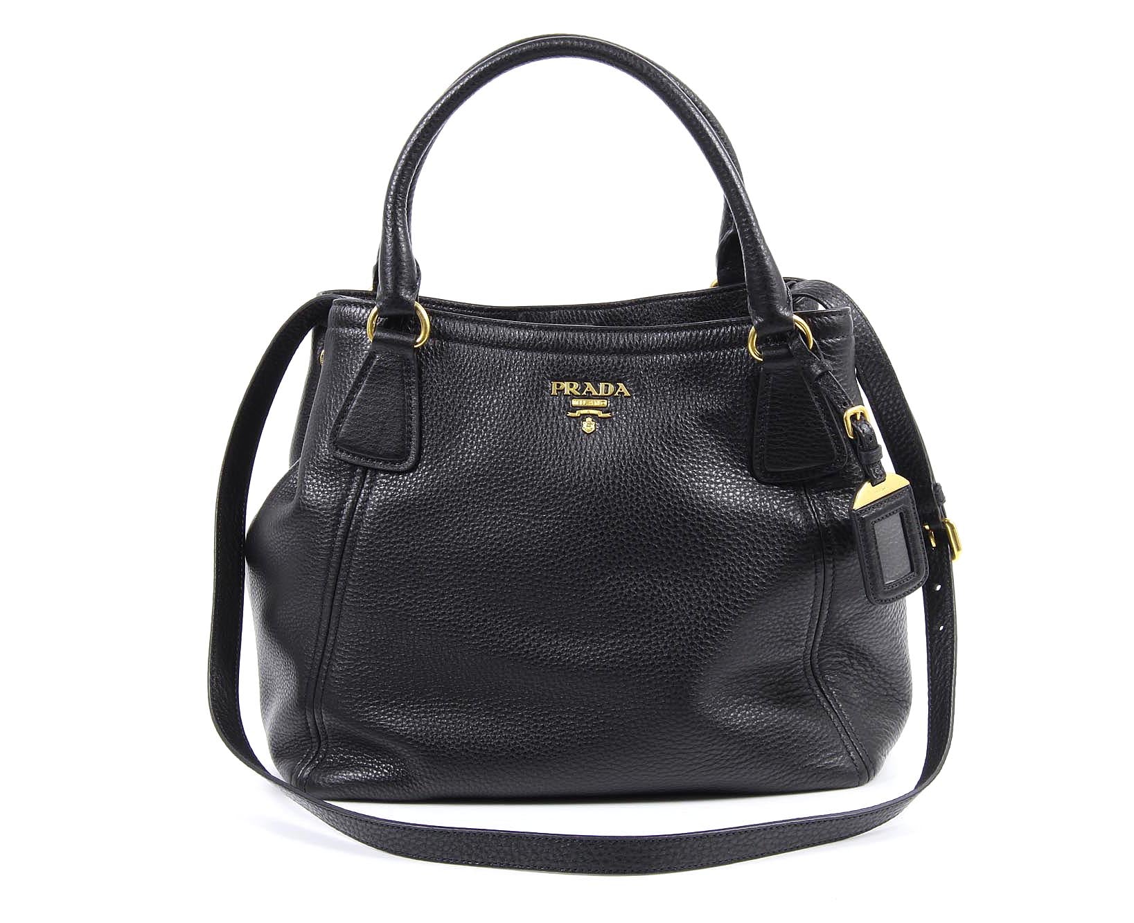 Borsa tote hobo Prada BN2534 Nero Vitello Daino