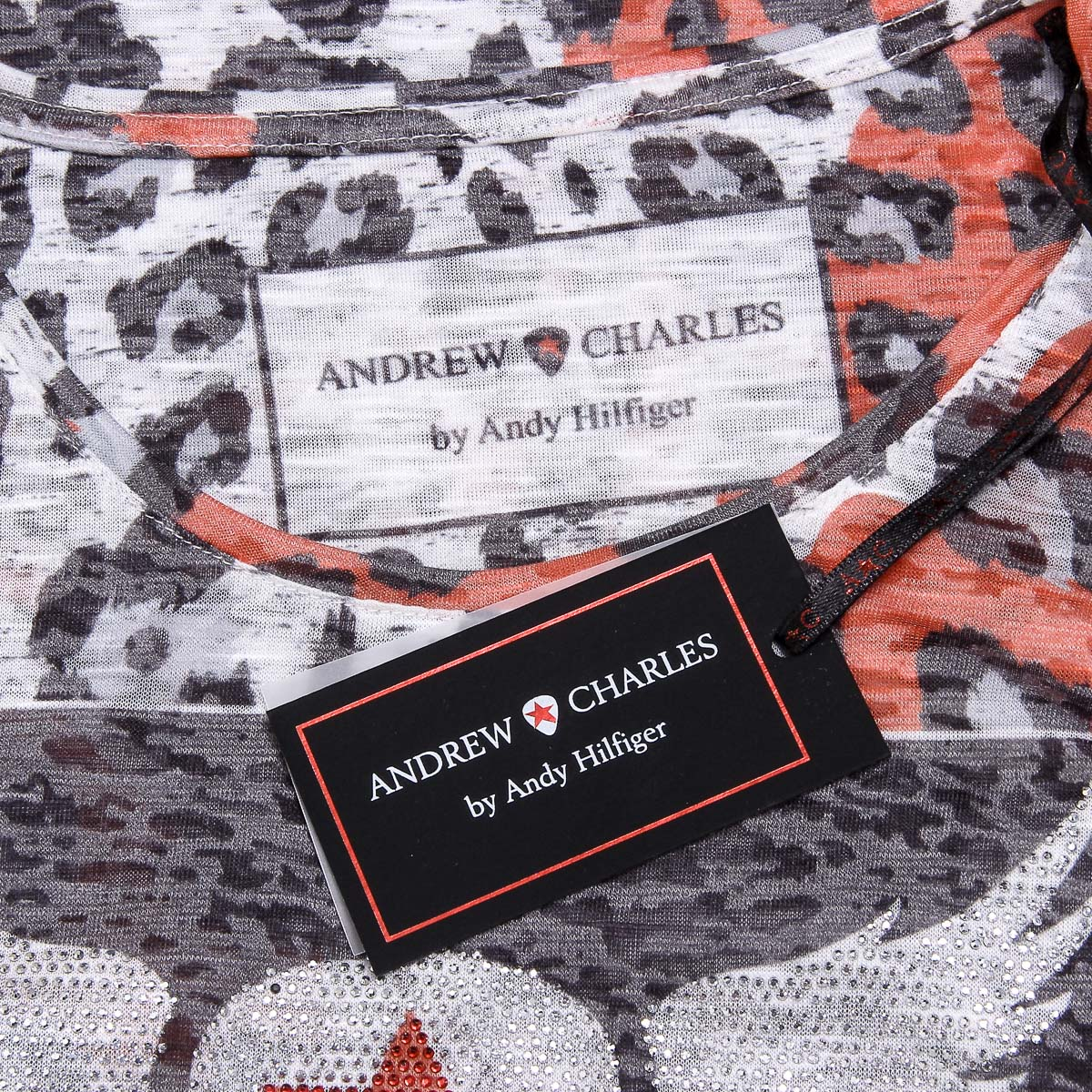 Andrew Charles T-shirt da donna a maniche corte con scollo rotondo, rossa MAYA