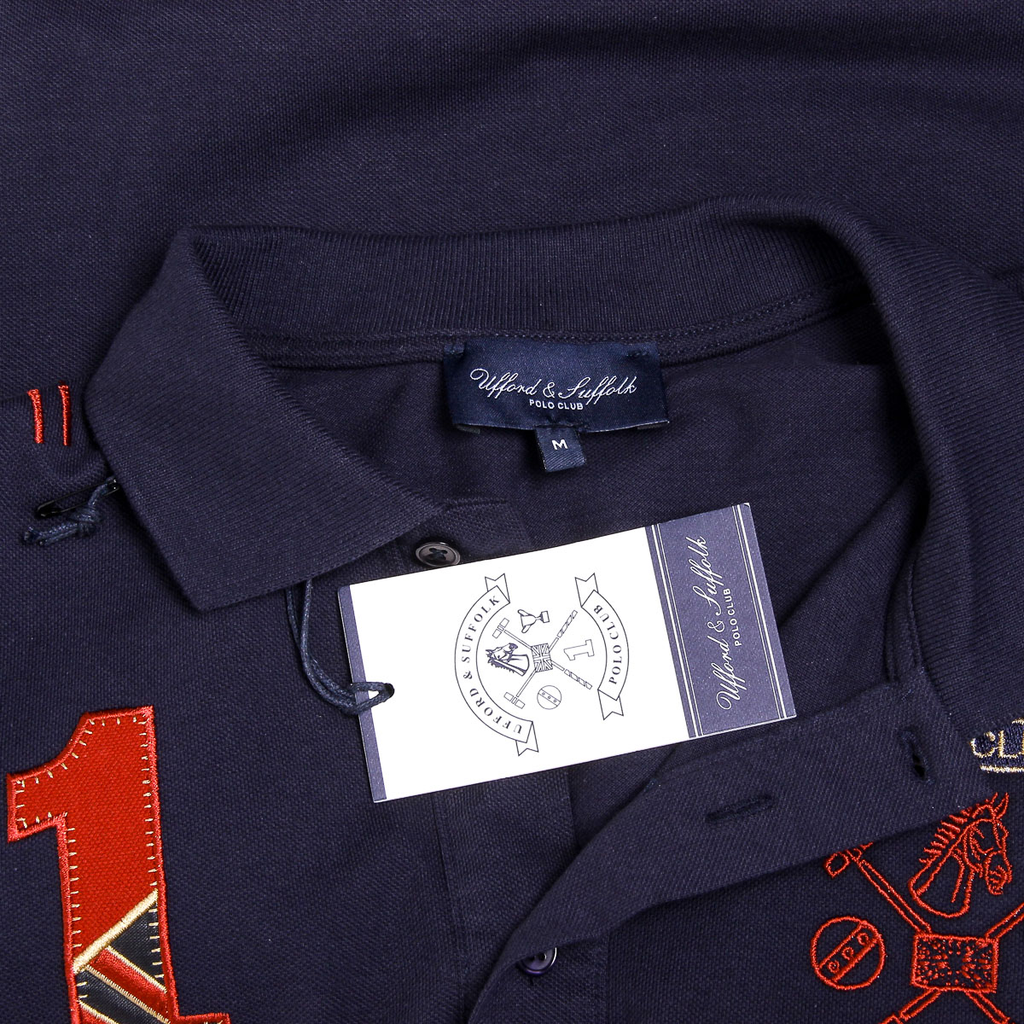 Polo da uomo a maniche corte Ufford & Suffolk Polo Club US008 BLU NAVY