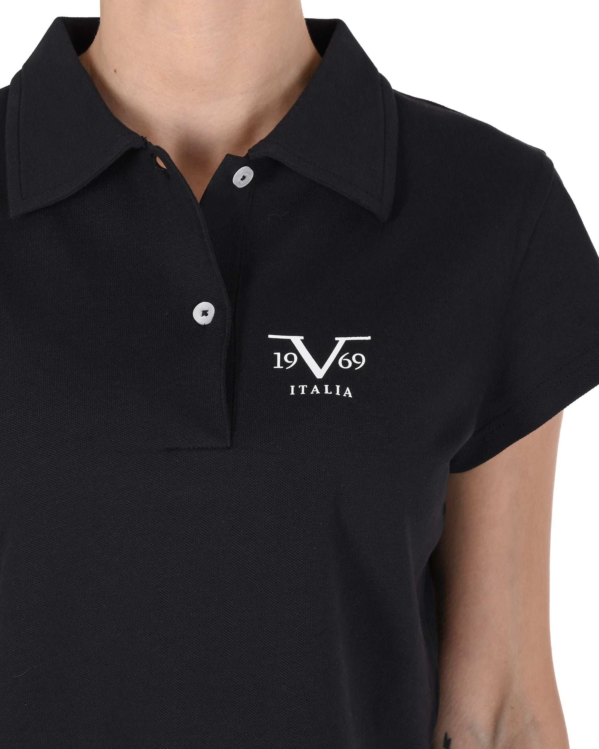 19V69 Italia Polo da donna in piqué corto VSC1WPL01 NERO