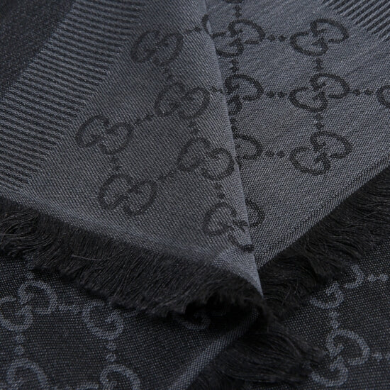 Gucci sciarpa uomo 70x195 nero grigio scuro
