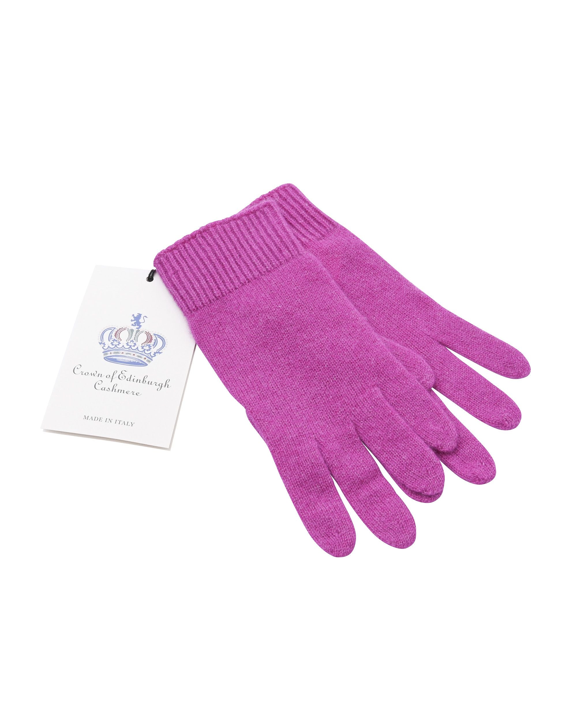 Guanti corti da donna in cashmere Crown of Edinburgh COE 001 VIOLA