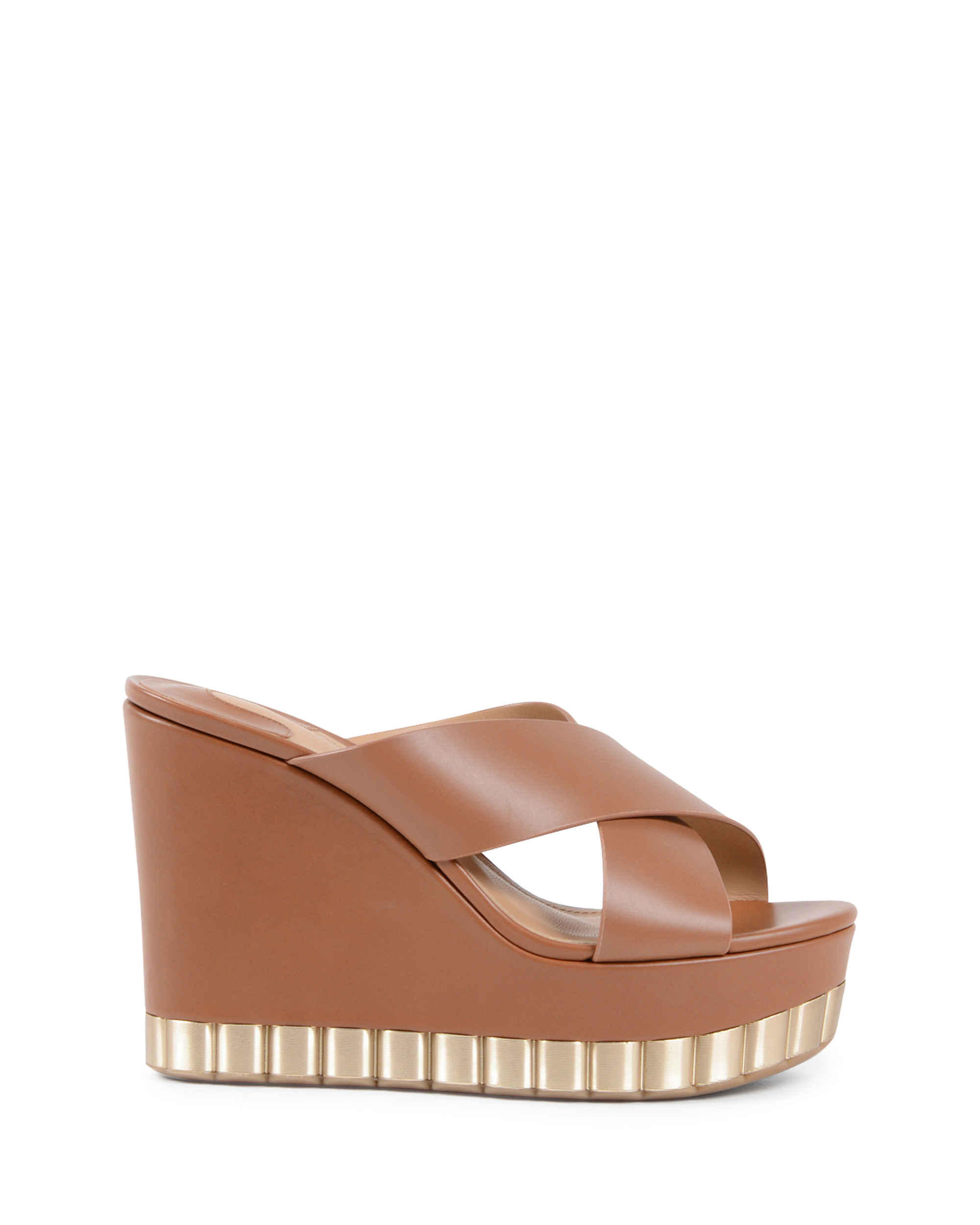 Sandalo con zeppa da donna Salvatore Ferragamo color cuoio NICOSIA