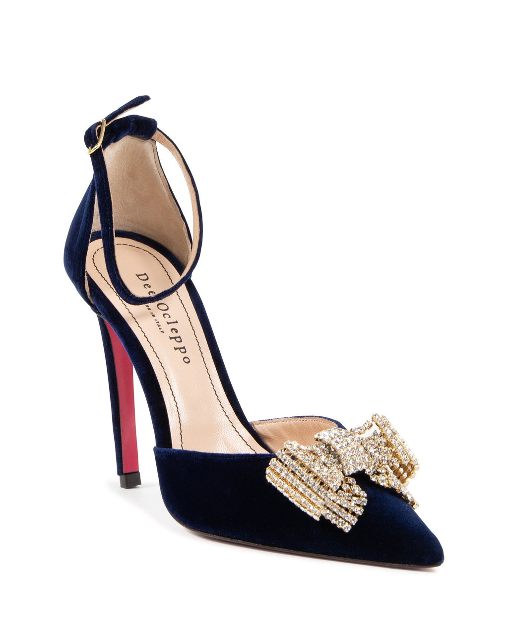 Décolleté con fiocco in velluto blu navy