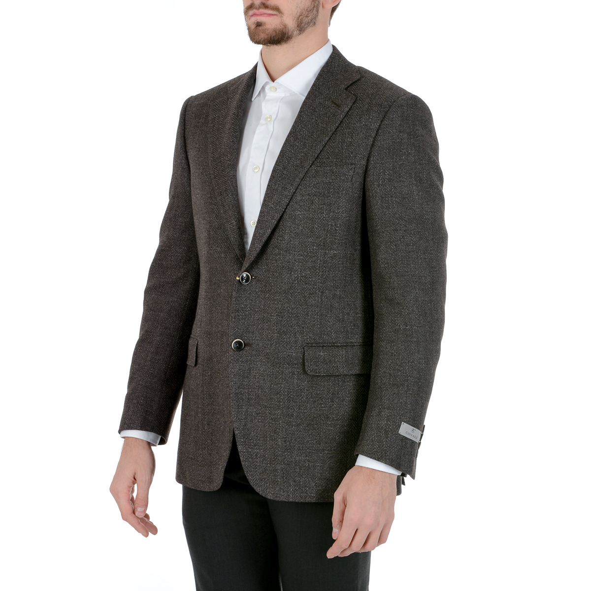 Giacca da uomo Canali maniche lunghe grigio scuro