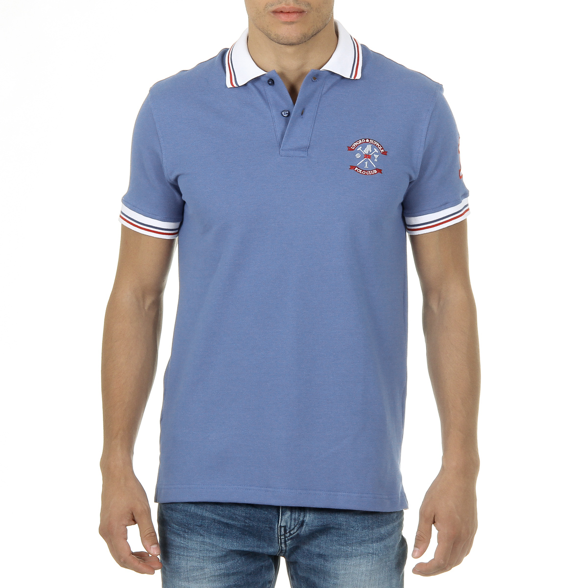 Polo da uomo a maniche corte Ufford & Suffolk Polo Club azzurro DAGO