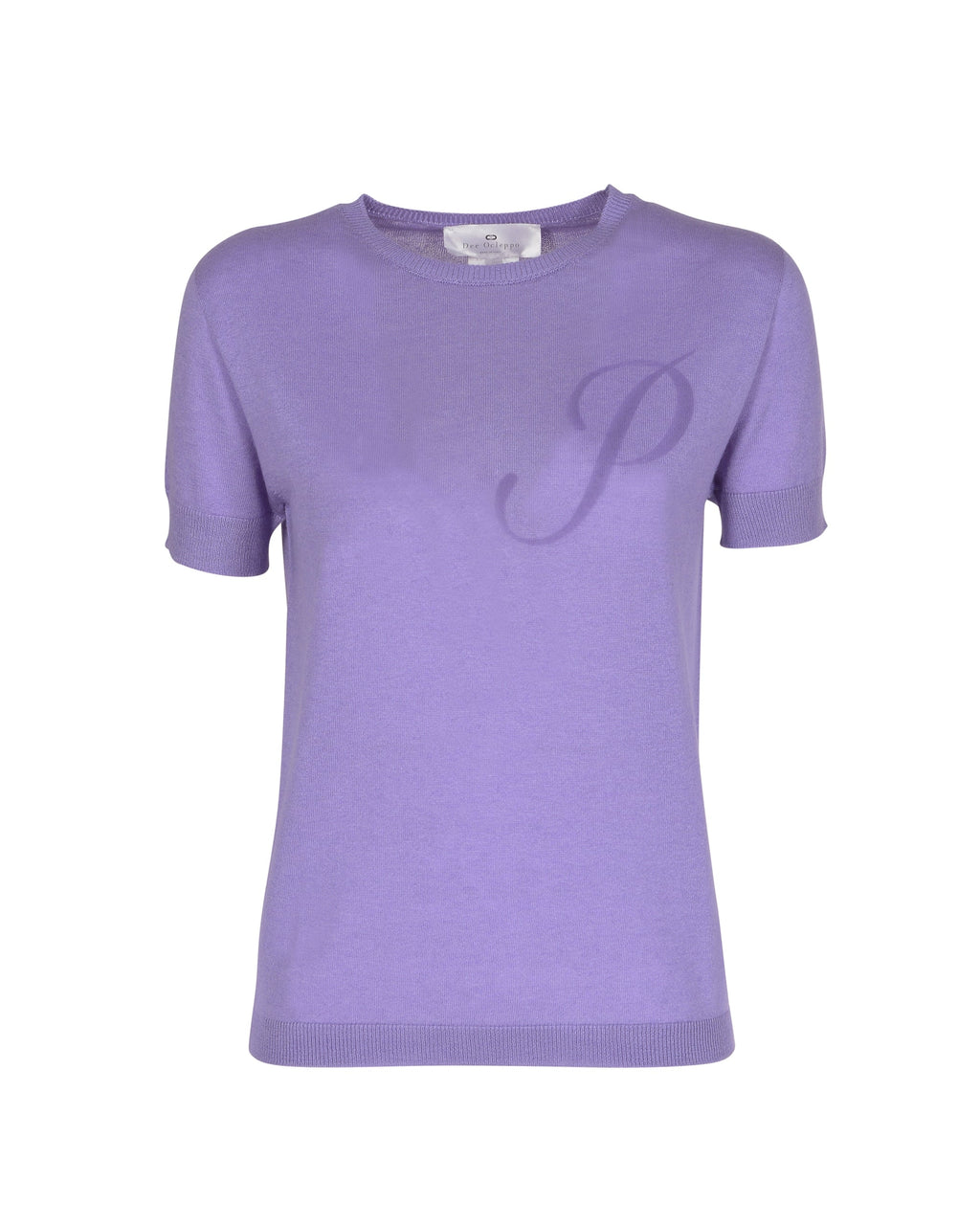Maglia girocollo estiva in cashmere - Manica corta - Lilla