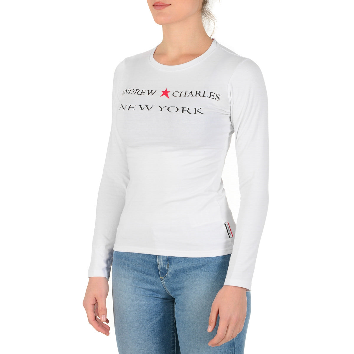 Andrew Charles By Andy Hilfiger T-shirt da donna LS TS602 031002 PHENIX WHITE 003