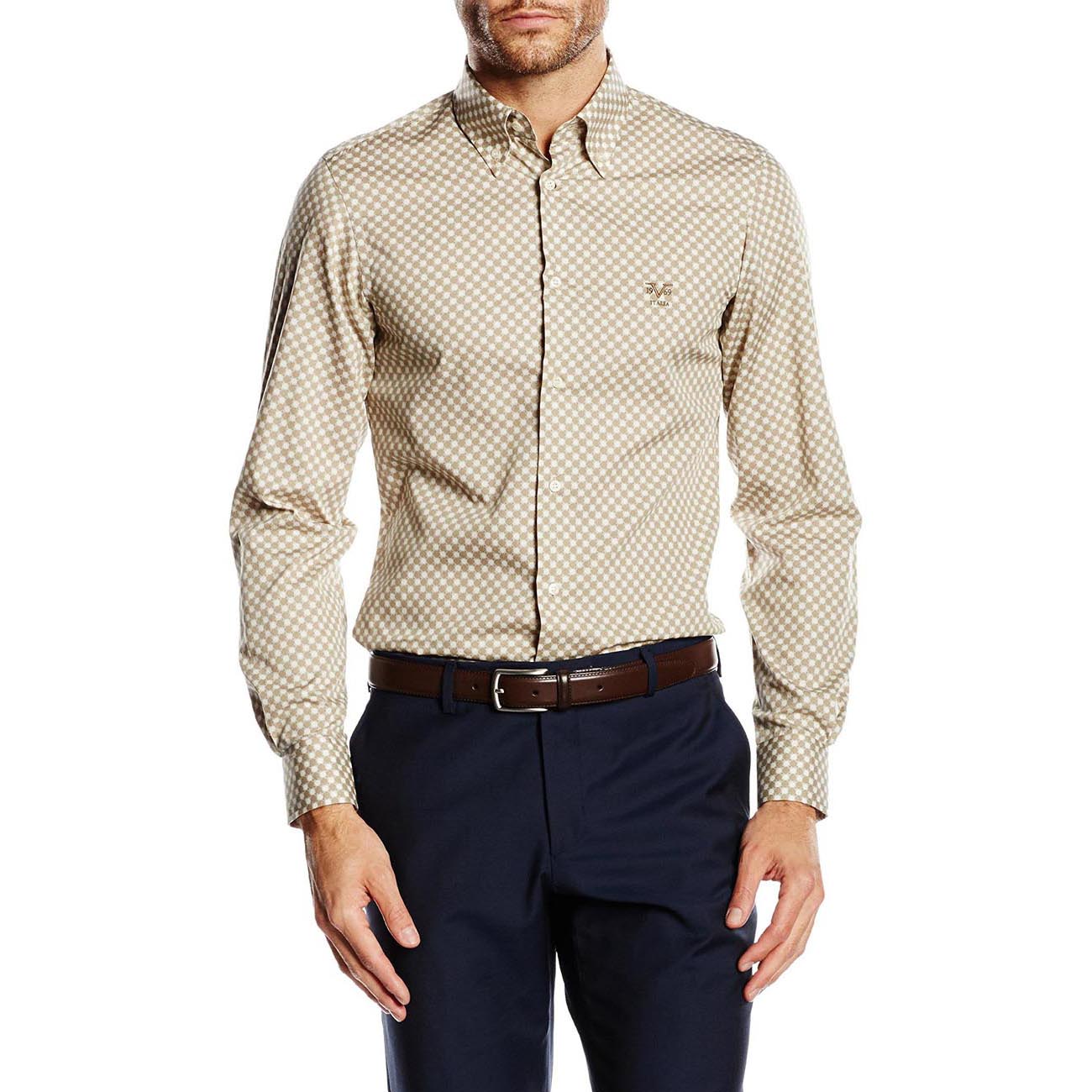 Camicia da uomo slim fit con bottoni e collo alto V 1969 Italia SBD30