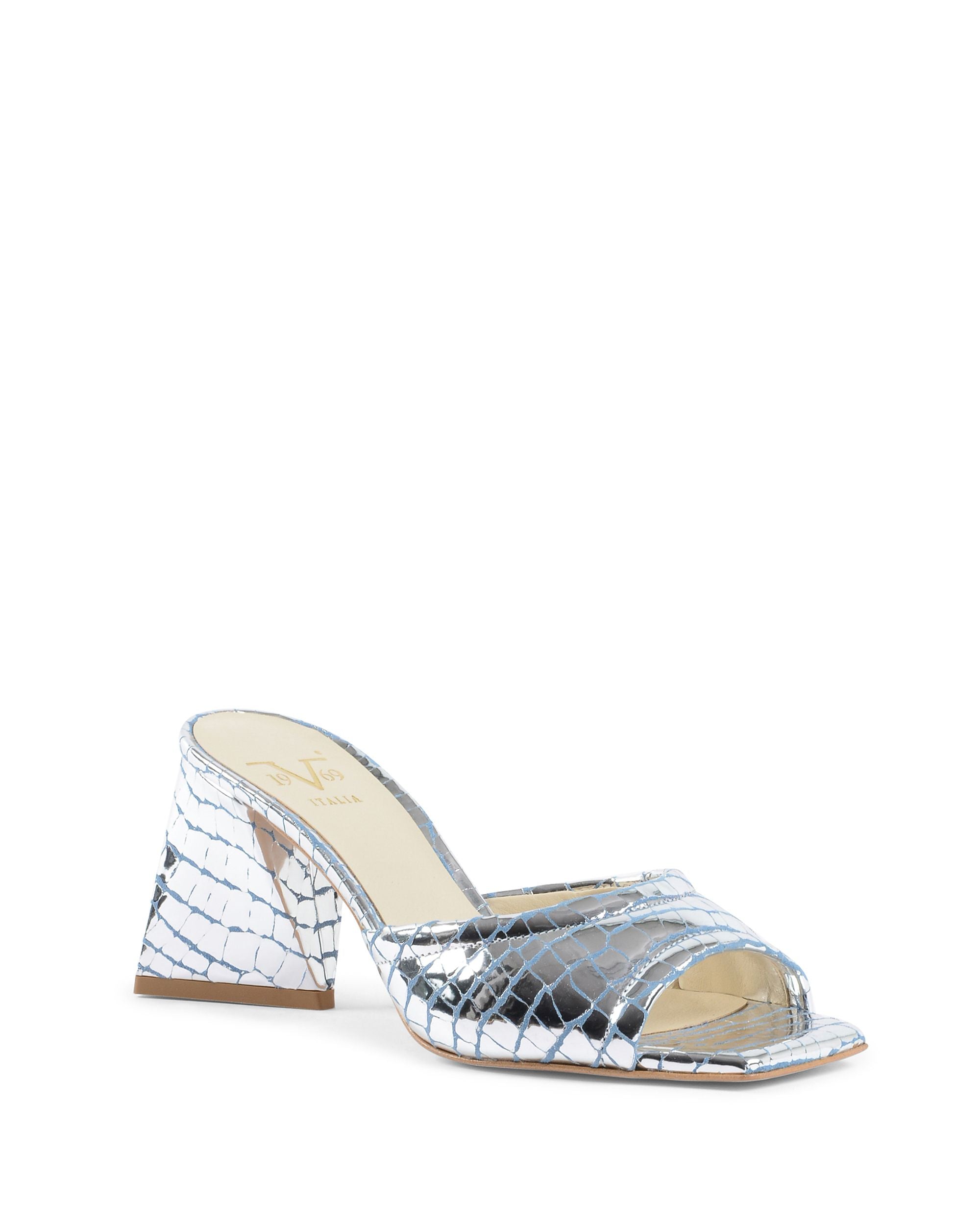 Sandalo Donna 19V69 Italia Argento SIMONA PITONE CELESTE ARGENTO