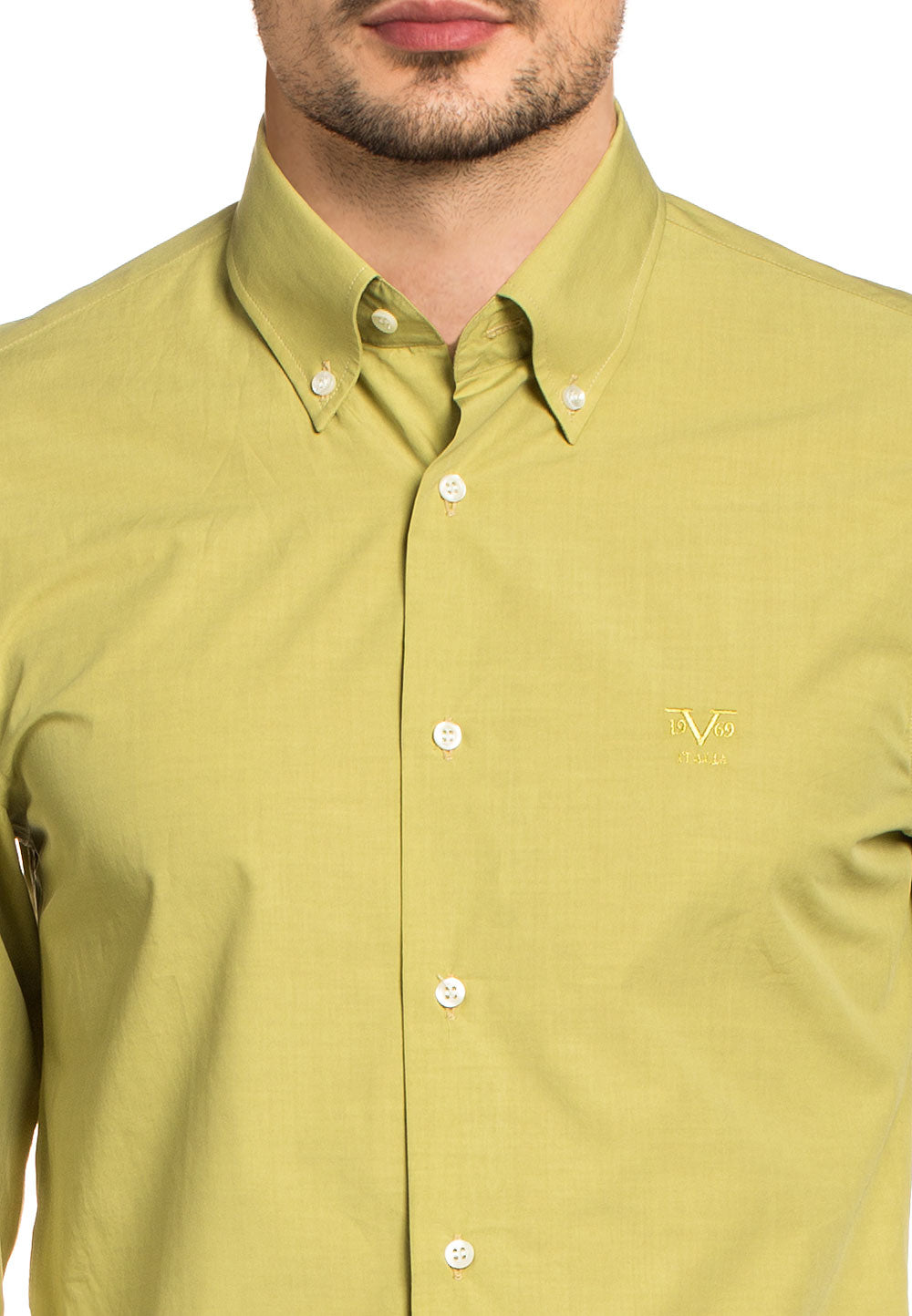 Camicia da uomo slim fit con bottoni e collo alto V 1969 Italia SBD31