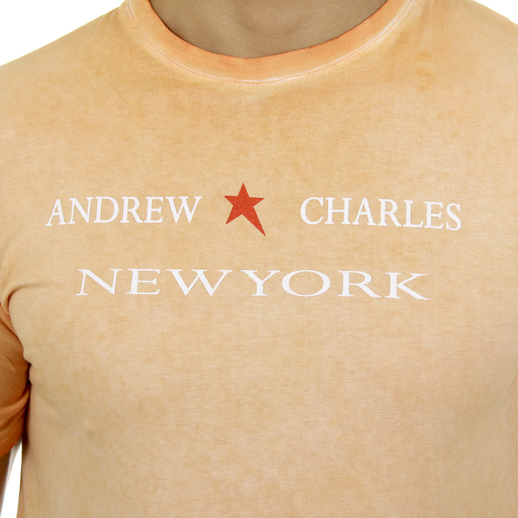 Andrew Charles T-shirt da uomo a maniche corte con scollo rotondo arancione KARITA