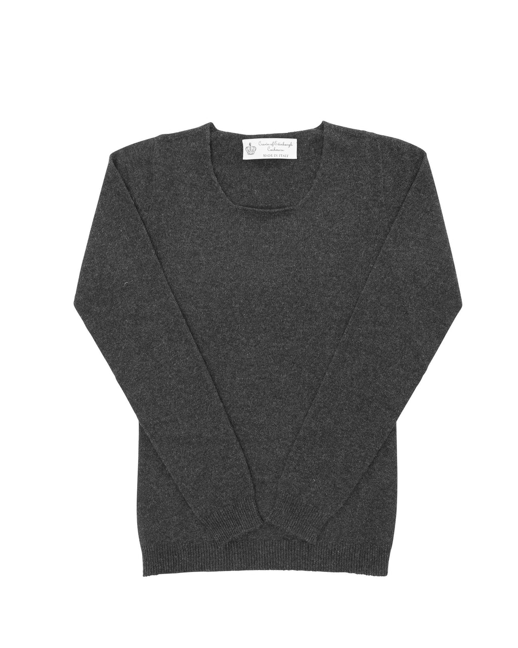 Maglione da donna in cashmere con scollo quadrato Crown of Edinburgh COE 0024 GRIGIO FERRO