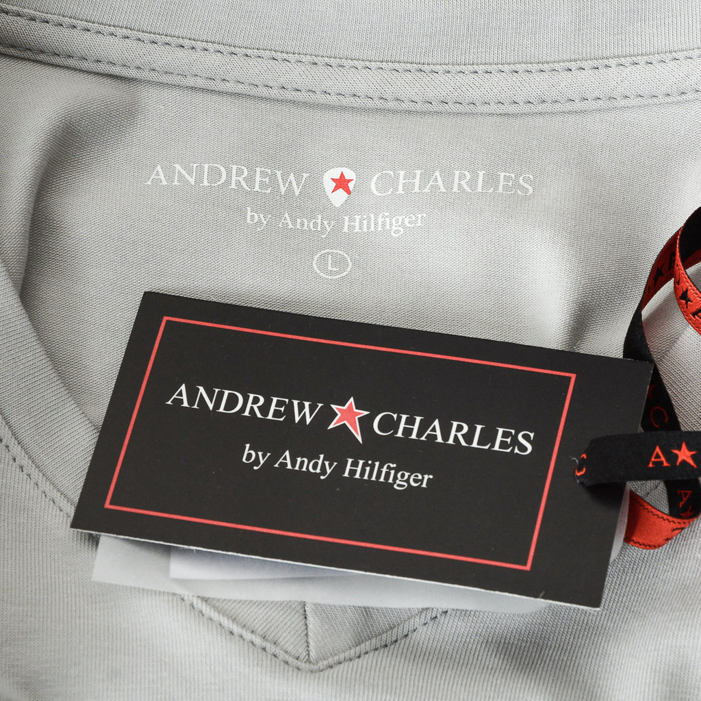 Andrew Charles T-shirt da uomo a maniche corte con scollo a V grigio chiaro KENAN