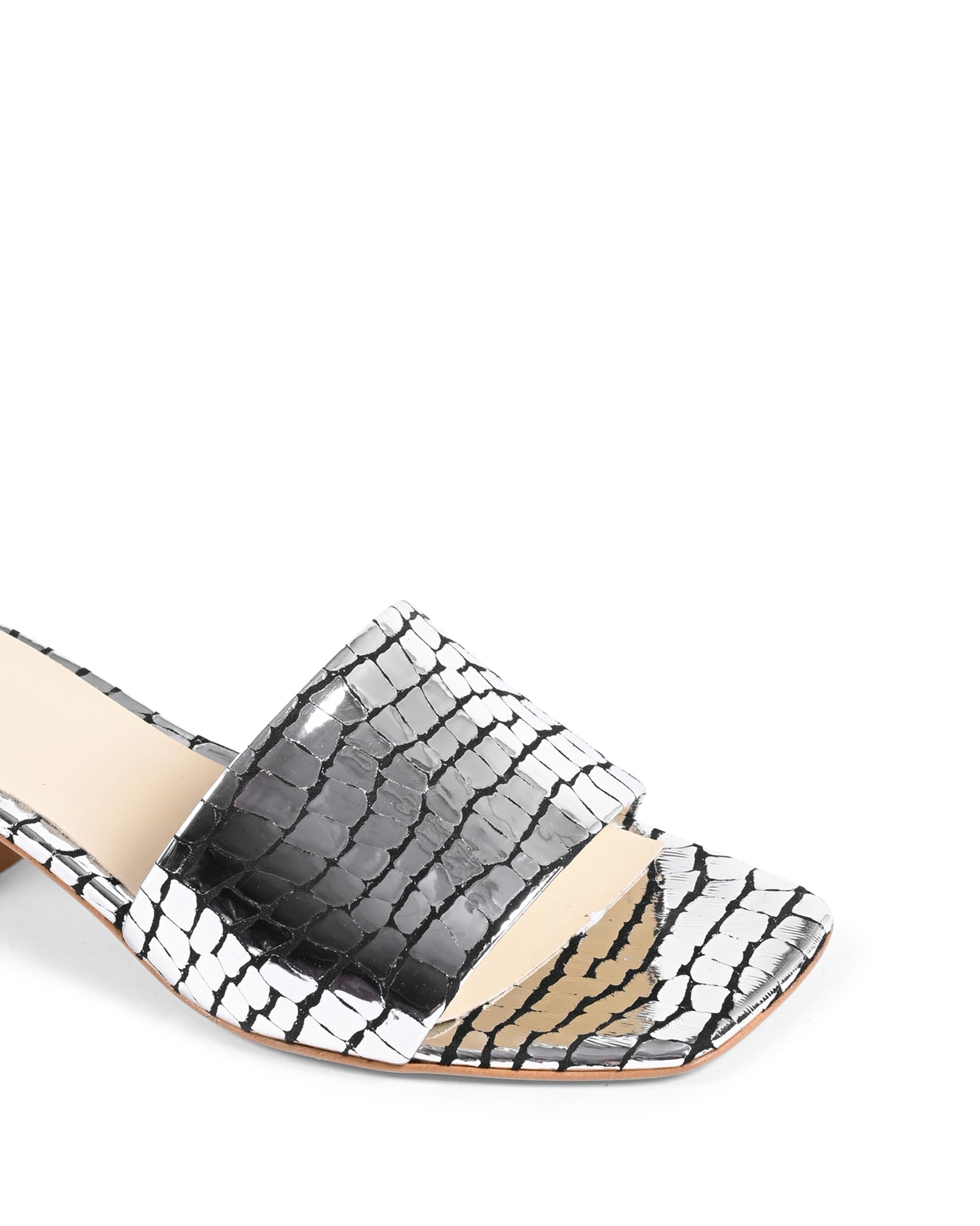 19V69 Italia Sandalo Donna Argento NEPER PITONE STAMP NERO ARGENTO