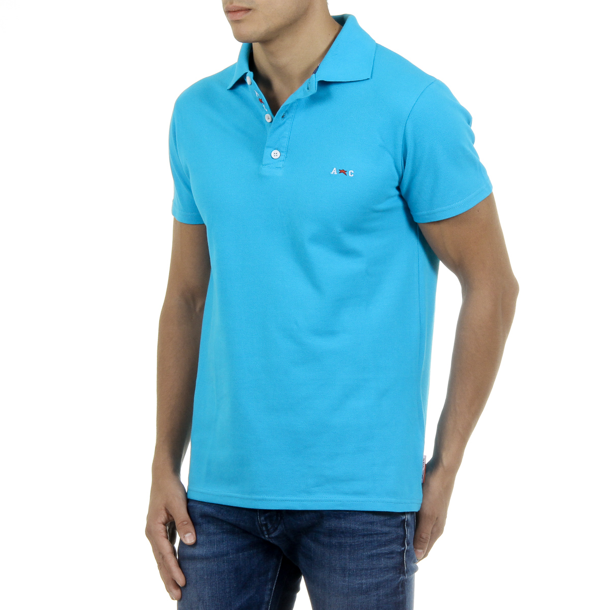 Andrew Charles Polo da uomo a maniche corte azzurro SEFU