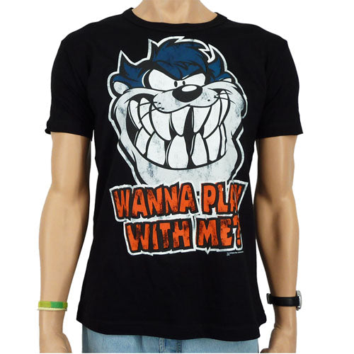 Maglietta da uomo Warner Bros Taz Tazmania Wanna Play With Me